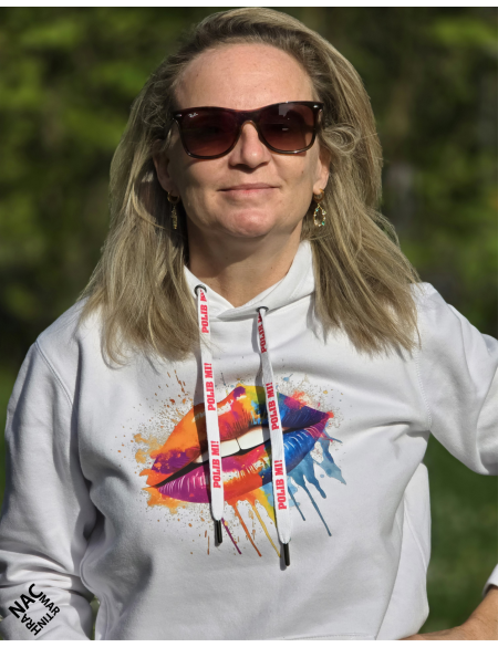 Bílá unisex mikina - Polib mi! vel. L